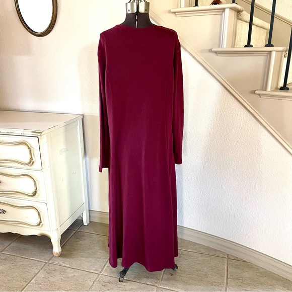 BLAIR Vintage Maroon Red Embroidered Maxi Dress Womens Size XL Long Sleeve Fall - Picture 6 of 9